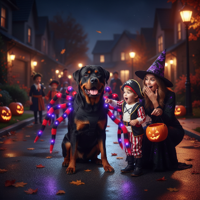 Costume pour chien - araignée pattes aux leds-Rottweiler araignée LED