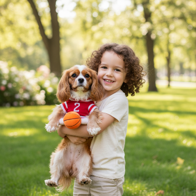 Costume pour chien - basket-ball-Chien costume basket avec enfant