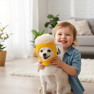 Costume pour chien - chope de bière-Chien costume bière avec enfant