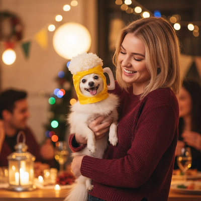 Costume pour chien - chope de bière-Chien costume bière avec femme