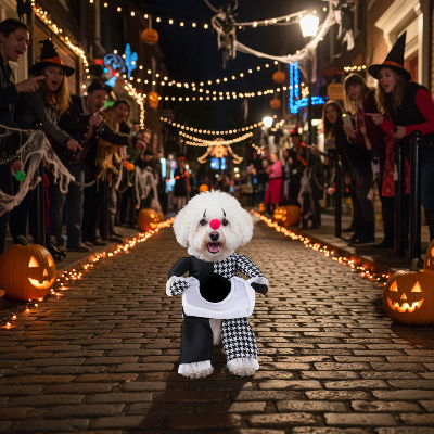 Costume pour chien - clown-Bichon clown effrayant promenade