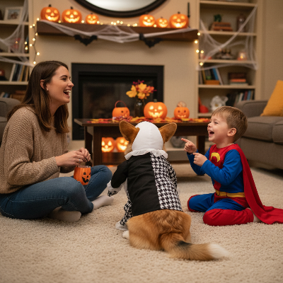 Costume pour chien - clown-Corgi clown effrayant famille