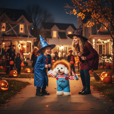 Costume pour chien chucky - Halloween effrayant fun-Chucky bichon famille