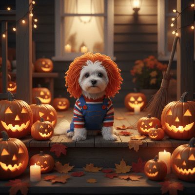 Costume pour chien chucky - Halloween effrayant fun - au royaume des chiens