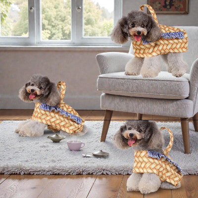 Déguisement Chien Pique-Nique avec Panier chien portant ce costume demonstration