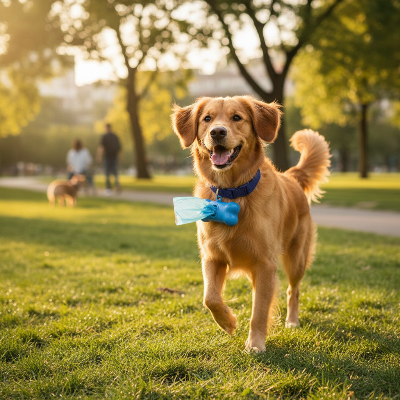 Distributeur de sacs à crottes -Chien avec distributeur bleu