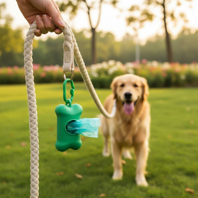 Distributeur de sacs à crottes -Distributeur sur laisse avec chien