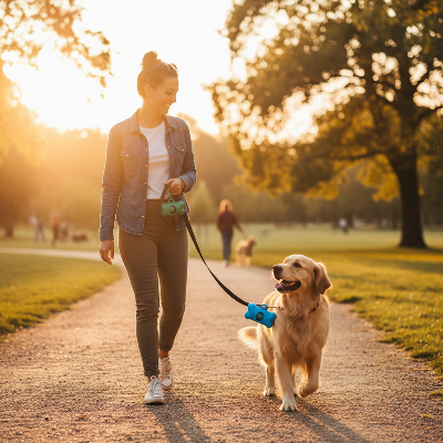 Distributeur de sacs à crottes -Promenade avec distributeur bleu