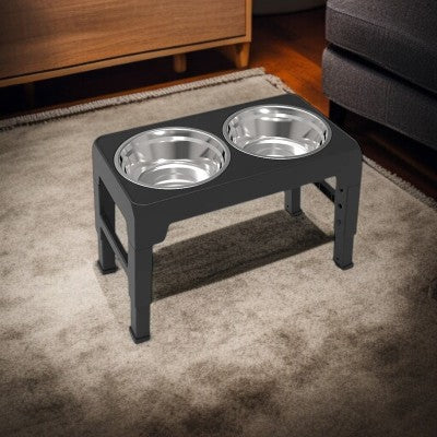 Gamelle chien surélevée - support réglable avec double bol en acier inoxydable