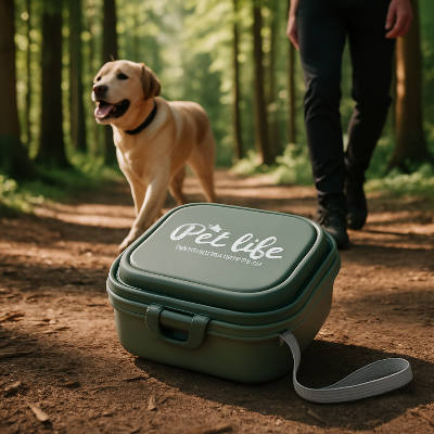 Gamelle-pour-chien-portable-chien-promenant-foret