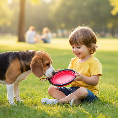 Gamelle chien - bol pliant-Enfant Beagle gamelle rouge