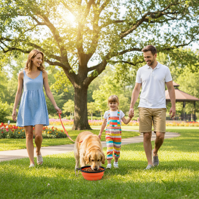 Gamelle chien - bol pliant-Famille gamelle orange