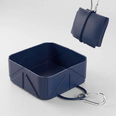 Gamelle chien - pliable sacoche bleue