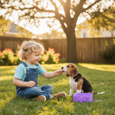 Gamelle chien - pliable sacoche-Enfant beagle bol mauve