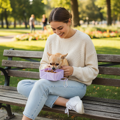 Gamelle chien - pliable sacoche-Femme parc chihuahua