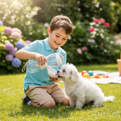 Gourde chien - manger et boire-Blanche enfant chien