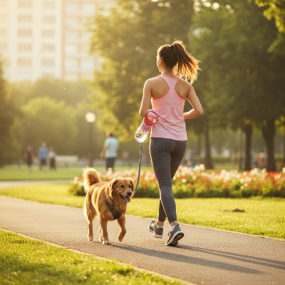 Gourde chien - manger et boire-Rose jogging