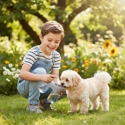 Gourde pour chien - anti fuite-Gourde grise enfant chien