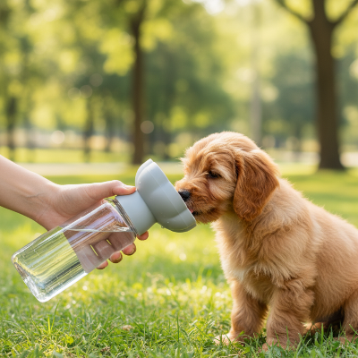 Gourde pour chien 2-en-1 - Portable avec gamelle intégrée-Gourde parc