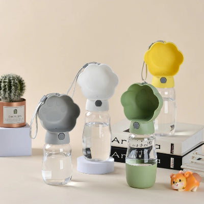 Gourde pour chien 2-en-1 - Portable avec gamelle intégrée 380ml-jaune-vert-bleu-gris-demo