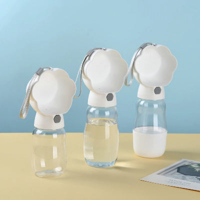 Gourde pour chien 2-en-1 - Portable avec gamelle intégrée 380ml-les-trois-blanc-grandeurs