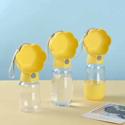 Gourde pour chien 2-en-1 - Portable avec gamelle intégrée 380ml-les-trois-jaune-grandeurs