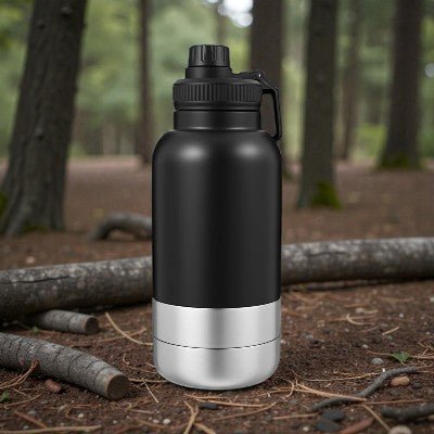 Gourde pour chien 3 - en - 1 avec 2 bols - Portable en acier inoxydable - au royaume des chiens