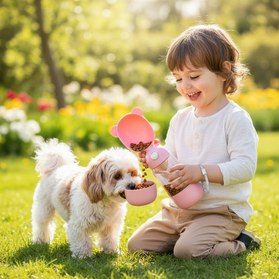 Gourdes pour chien - portable-Rose enfant croquettes