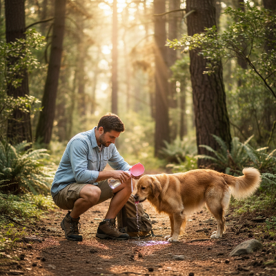 Gourdes pour chien - portable-Rose homme forêt