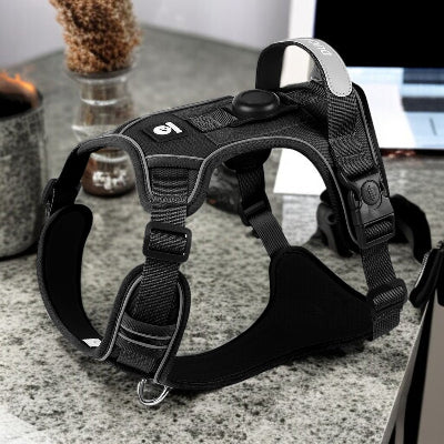 Harnais-Anti-Traction-pour-Chien-Reflechissant-et-Rembourre-noir