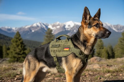 Harnais-Tactique- Militaire-pour-Chien - Style K9 Professionnel-berger-allemand-avec-harnais