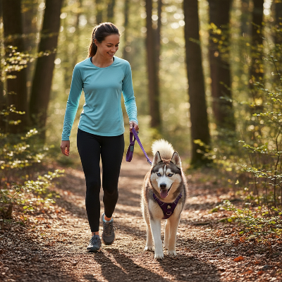 Harnais chien  - sans traction en nylon réfléchissant-Husky mauve forêt