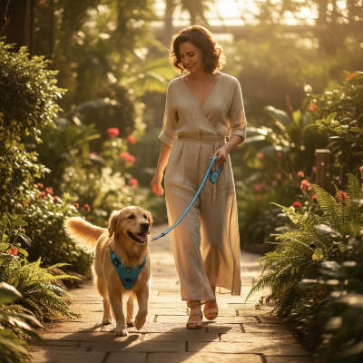 Harnais pour chien - avec laisse - Femme jardin