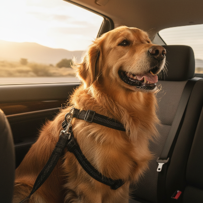 Harnais pour chien - deux  ceinture-Double ceinture - golden retriever road trip