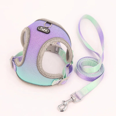 Harnais-pour-chien-souple-mauve-vert