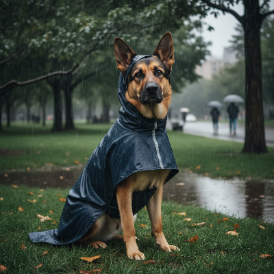 Impérméable pour chien - poncho de pluie à capuche-Bleu - berger allemand