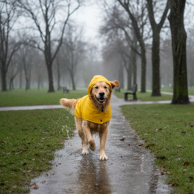 Impérméable pour chien - poncho de pluie à capuche-Jaune - golden retriever