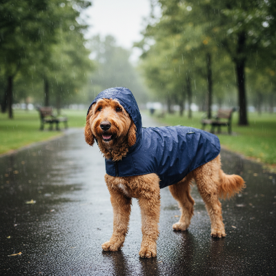 Impérméable pour chien - poncho de pluie à capuche  petits et moyens chiens-Bleu marine