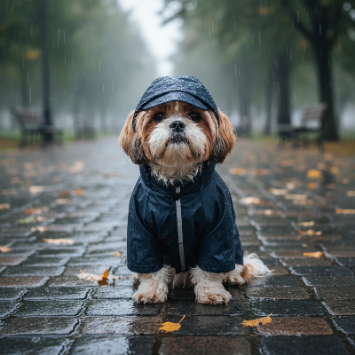 Impérméable pour chien - poncho de pluie à capuche  petits et moyens chiens-bleu-shih-tzu
