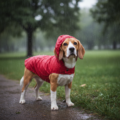 Impérméable pour chien - poncho de pluie à capuche  petits et moyens chiens-Rouge - Beagle
