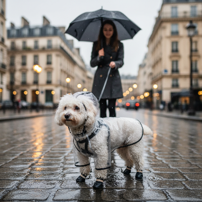 Imperméable chien - transparent petite et moyenne taille-Bichon femme rue Paris