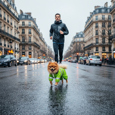 Imperméable chien – Couverture complète réfléchissante jogging Paris vert lime