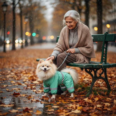 Imperméable chien – Couverture complète réfléchissante senior parc vert menthe