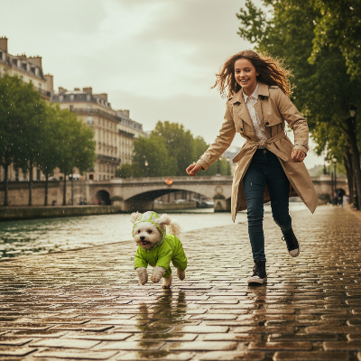 Imperméable chien – combinaison imperméable veste de pluie ado Seine vert