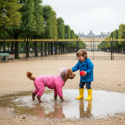 Imperméable chien – combinaison imperméable veste de pluie enfant Paris rose