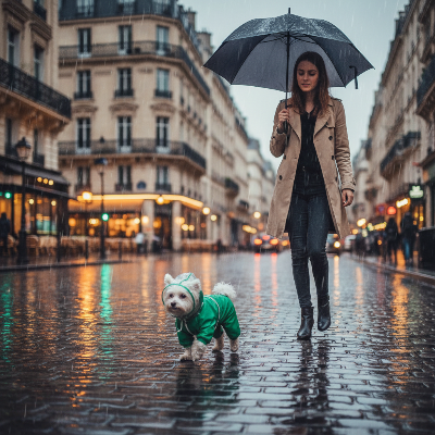 Imperméable chien – combinaison imperméable veste de pluie femme Paris vert