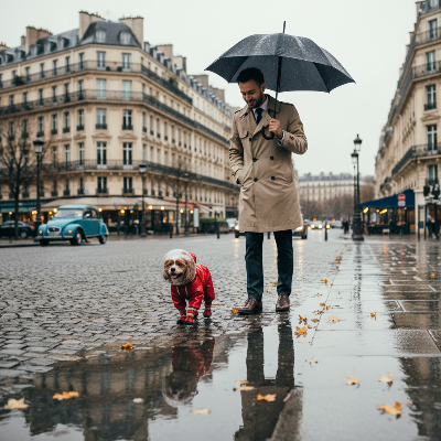 Imperméable chien – combinaison imperméable veste de pluie homme Paris rouge