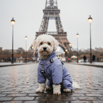 Imperméable pour chien - avec harnais intégré-Chien Tour Eiffel
