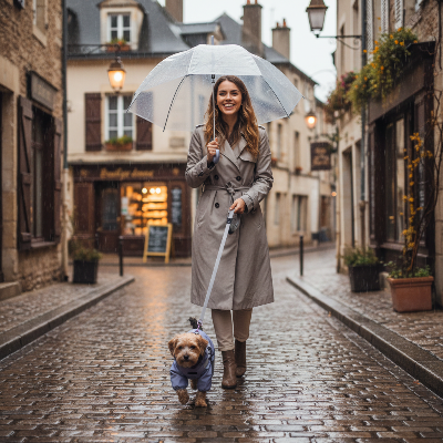Imperméable pour chien - avec harnais intégréFemme promenade chien manteau -violet