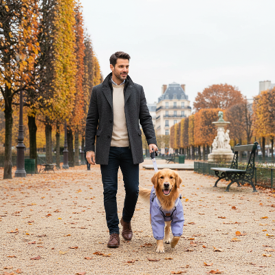 Imperméable pour chien - avec harnais intégré-Homme promenade chien manteau violet